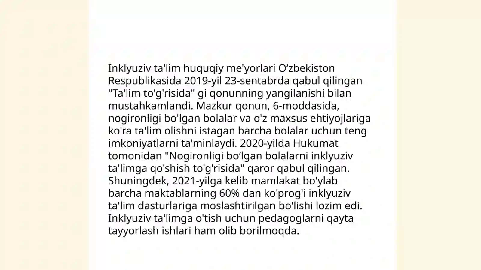 Imkoniyati cheklangan bolalarni umumta’lim maktablarida o’qitishda konseptual talablar 4
