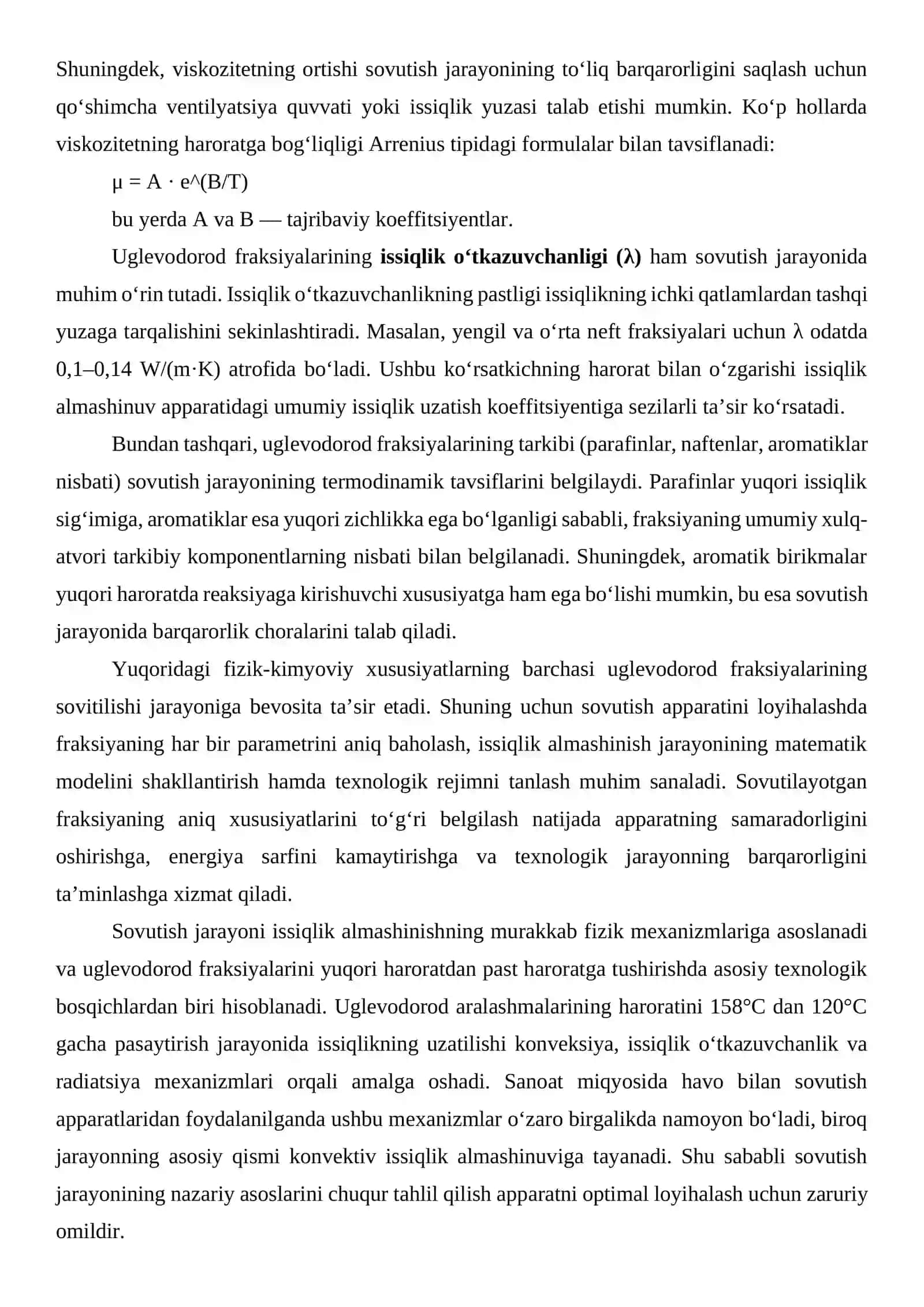 Uglevodorod fraksiyalarini haroratini tushurib beradigan havo bilan sovutish aparatini hisoblang 4