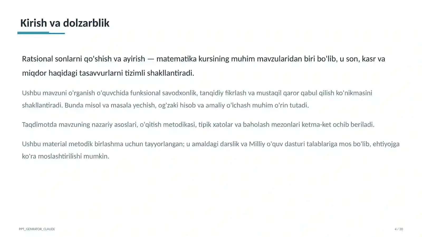 Ratsional sonlarni qo'shish va ayirish (6-sinf) 4