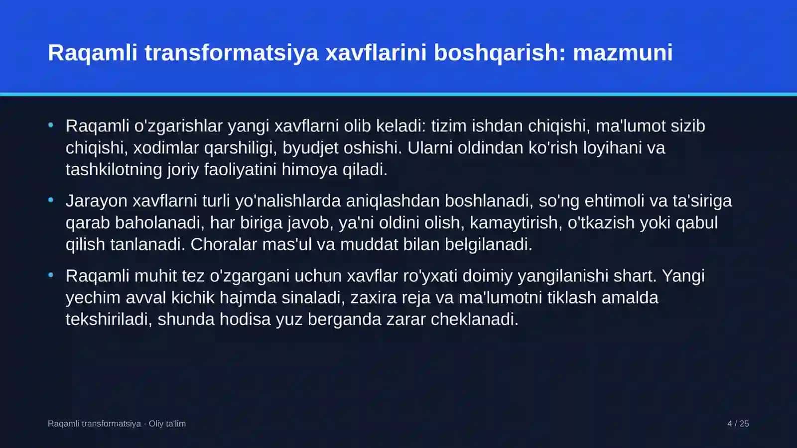 Korrupsiyaga qarshi kurashish organlarida raqamli transformatsiya xavflarini boshqarish 4
