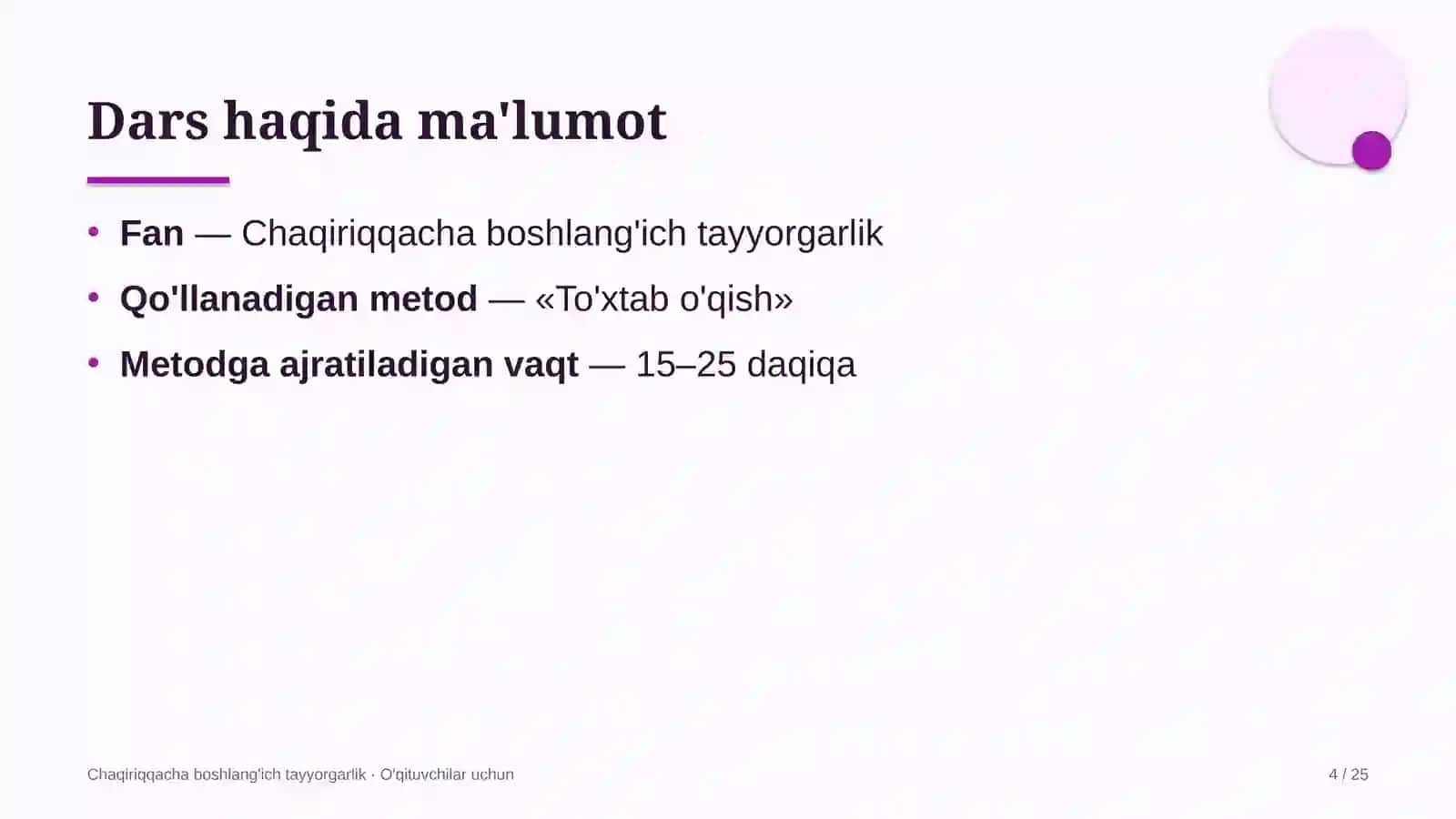 chaqiriqqacha boshlang'ich tayyorgarlik darslarida to'xtab o'qish metodidan foydalanish 5131 4