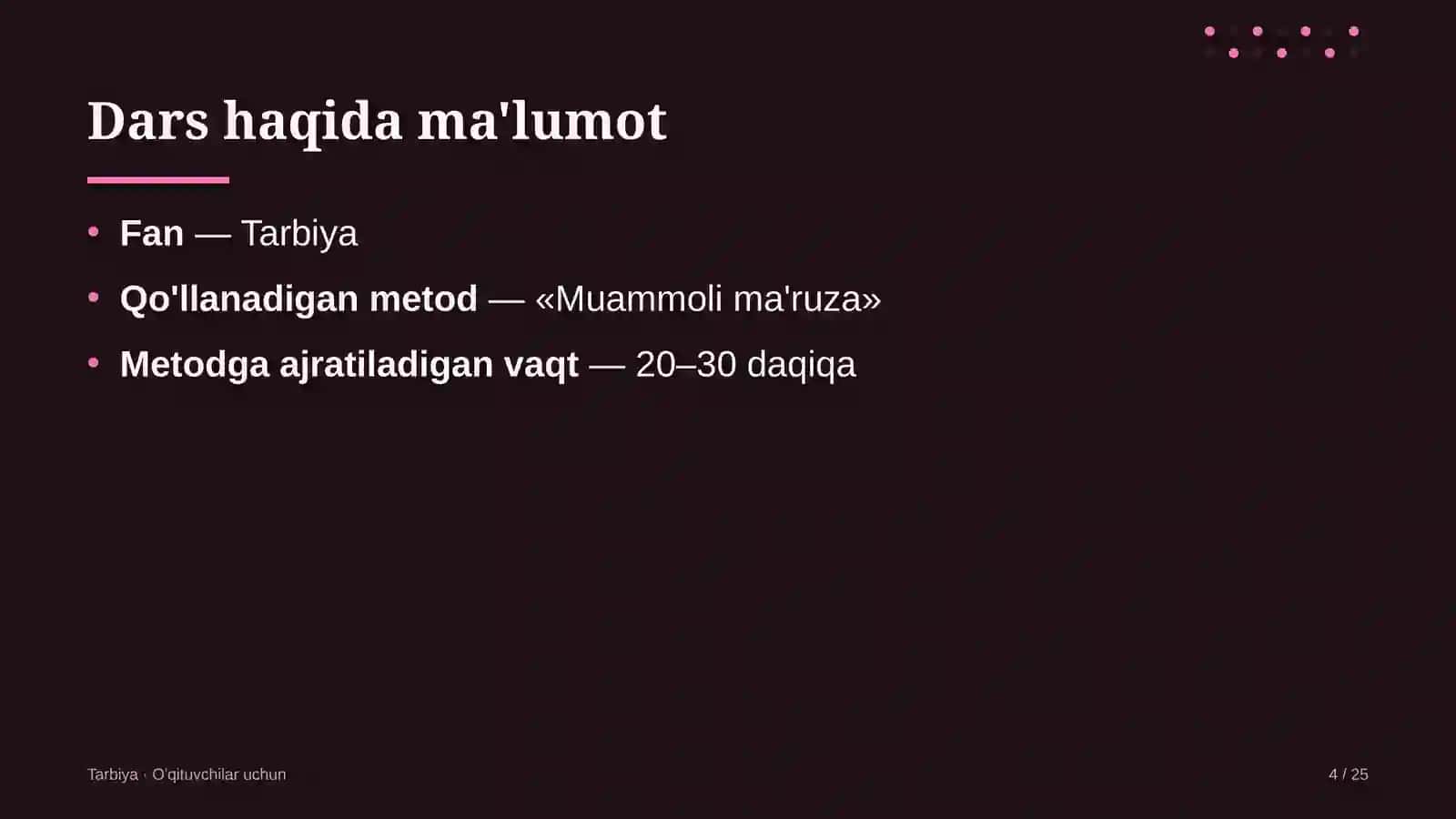 tarbiya darslarida muammoli ma'ruza metodidan foydalanish 6493 4