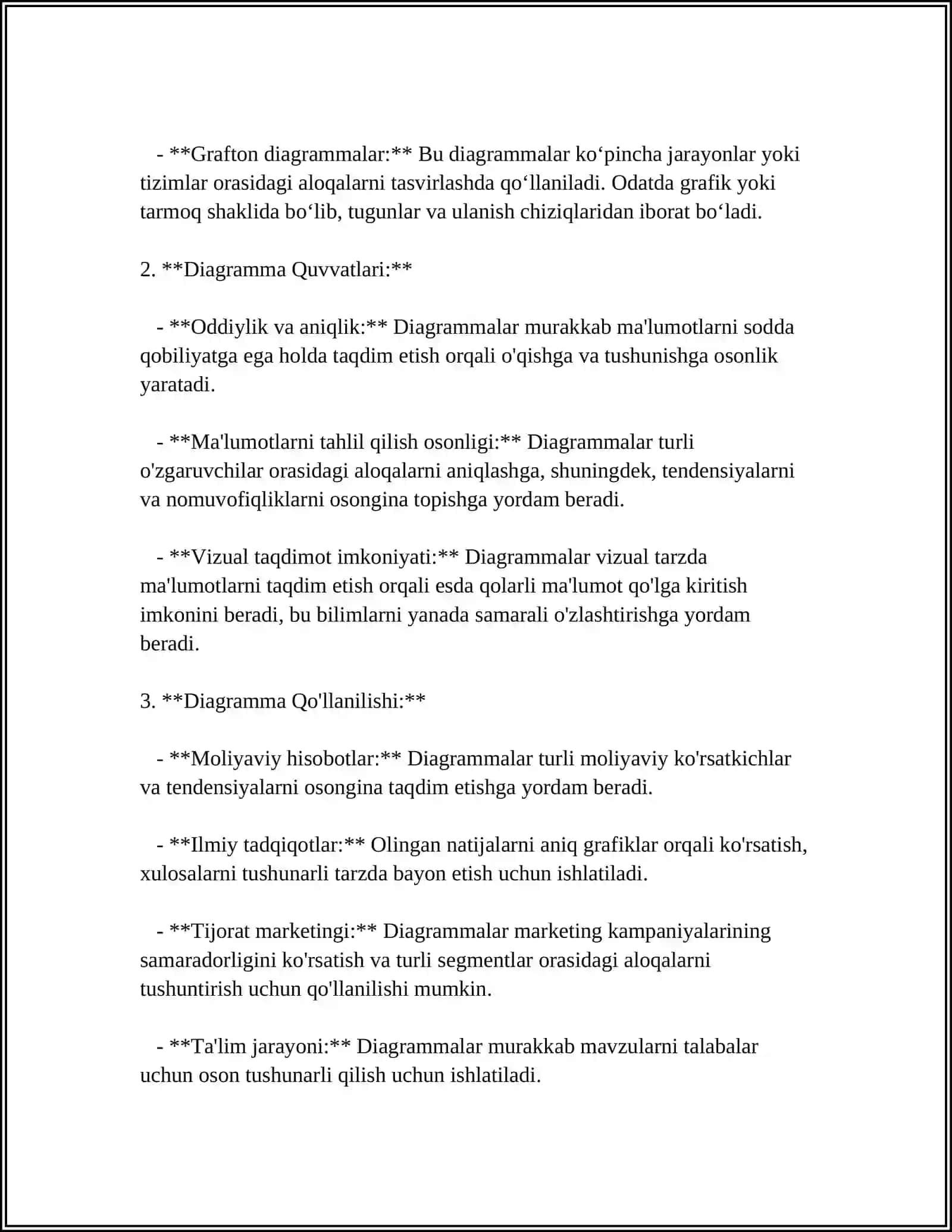 DIAGRAMMALARUSTIDA ISHLASH. GRAFIKVA DIAGRAMMALARNI SHAKLLANTIRISH VA USULARNI BEZASH 4