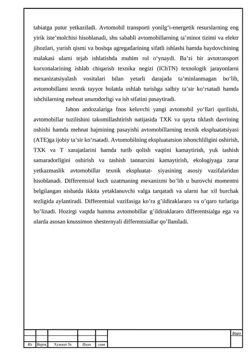 Zamonaviy avtomabillar differentsiali 4
