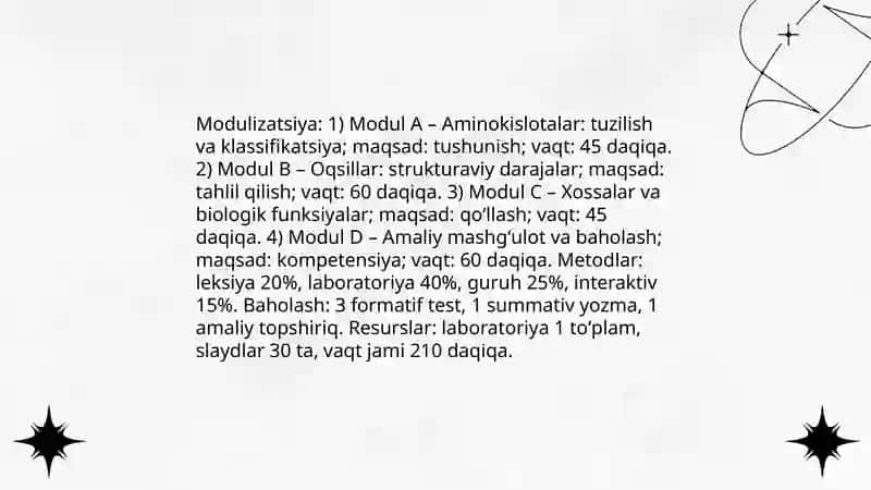 Aminokislotalar va oqsillar ularning xossalari mavzusini oʻqitish metodikasi 4