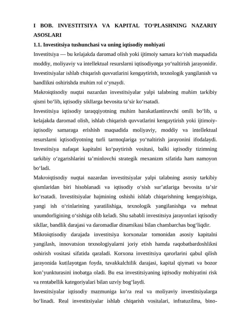 INVESTITSIYA VA KAPITAL TO‘PLASHNING DINAMIK MODELLARI 4