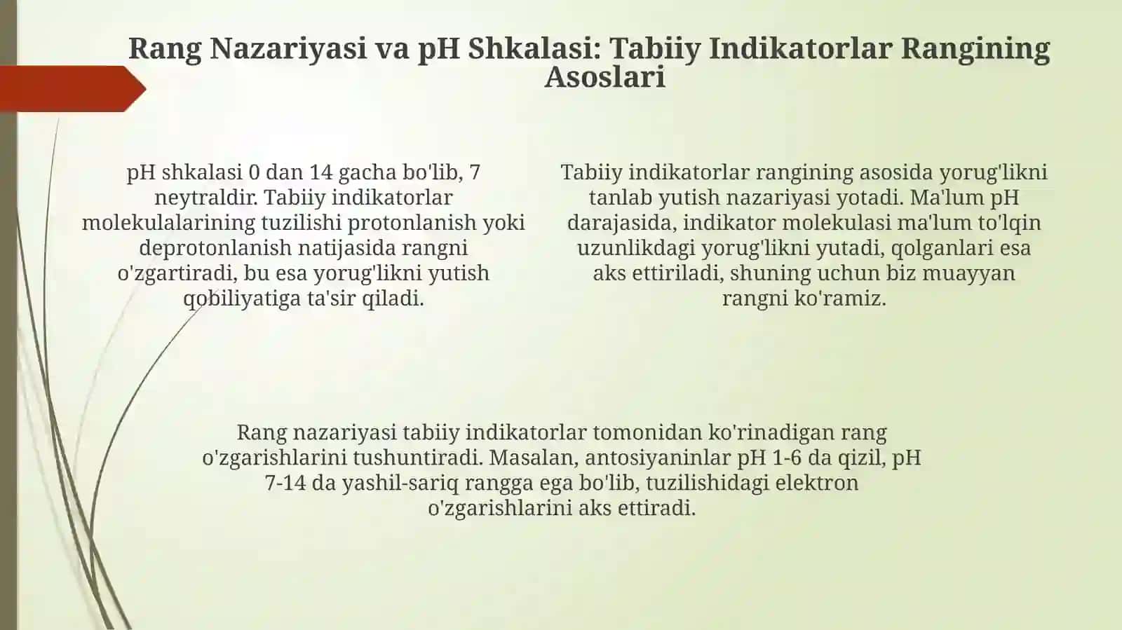 Ranglar tilida kimyo Tabiiy indikatorlar yordamida kislota va asoslarni aniqlaymiz 4