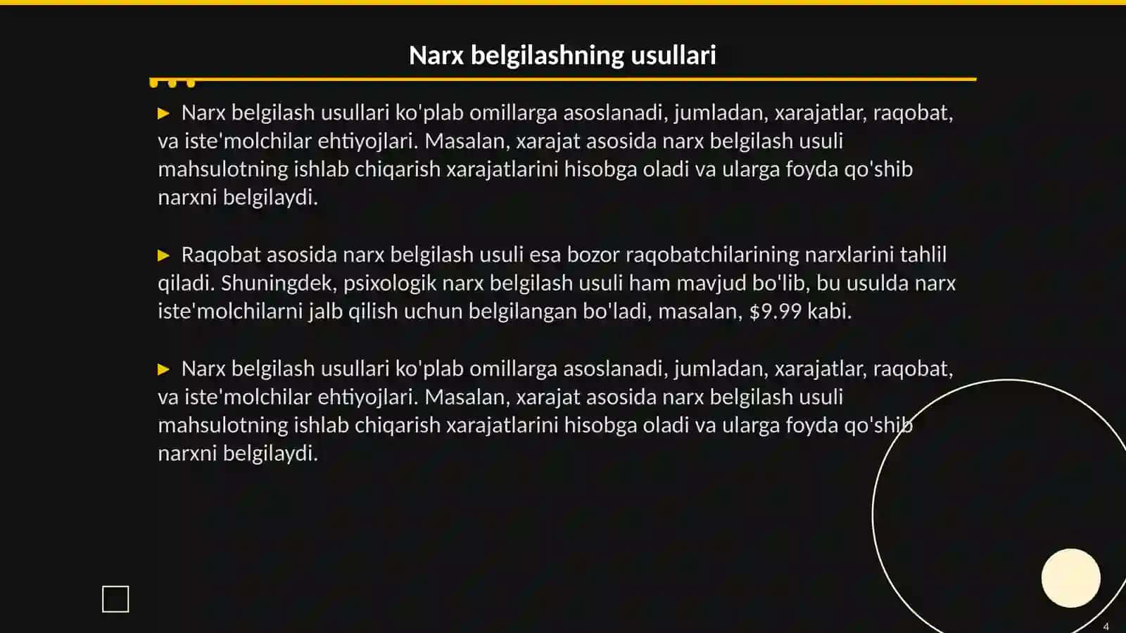 Narx siyosati 4