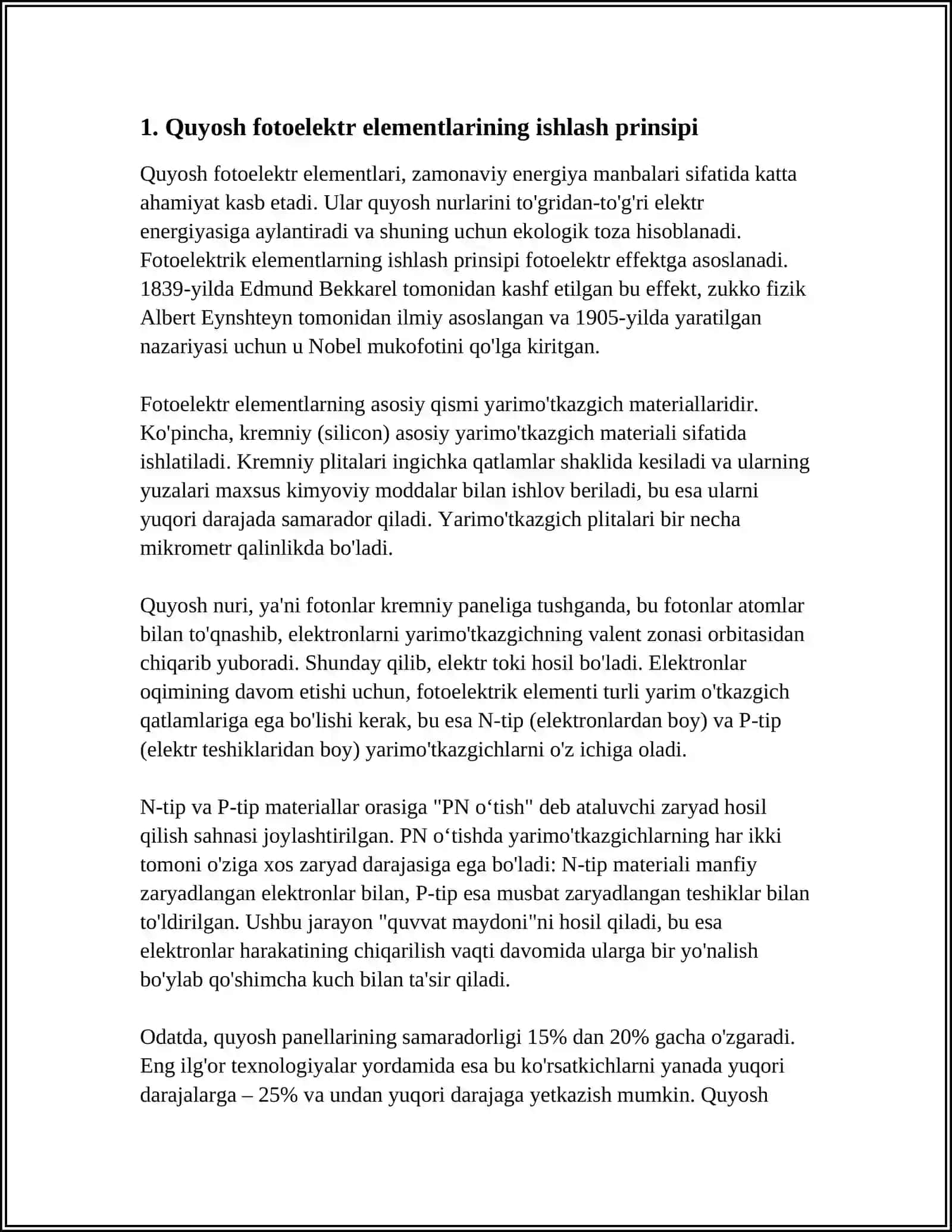 QUYOSH FOTOELEKTR ELEMENTLARI VA MODULLARI 4
