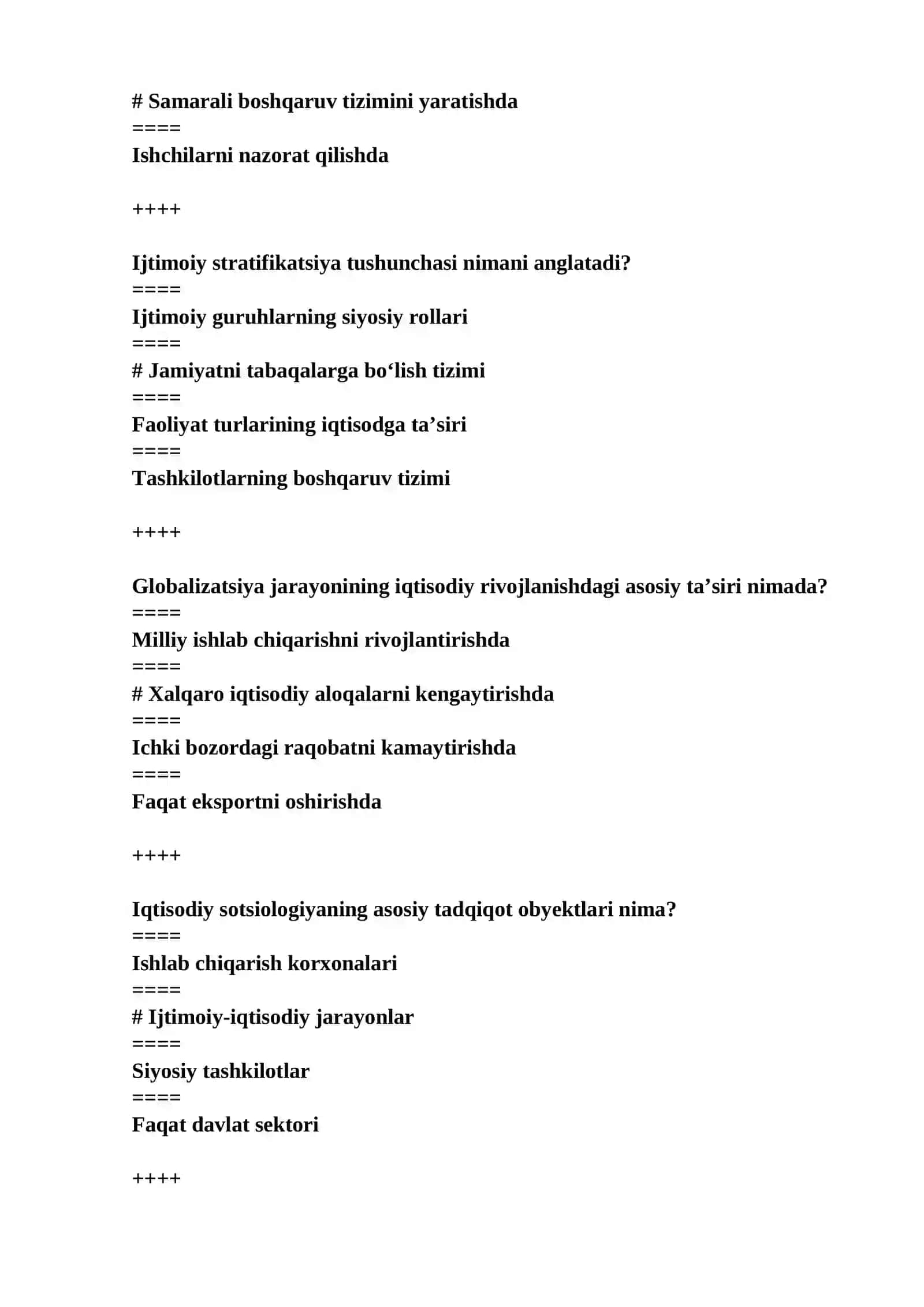 O‘zbekistonda iqtisodiy sotsiologiyaning asosiy vazifasi nimadan iborat? 4
