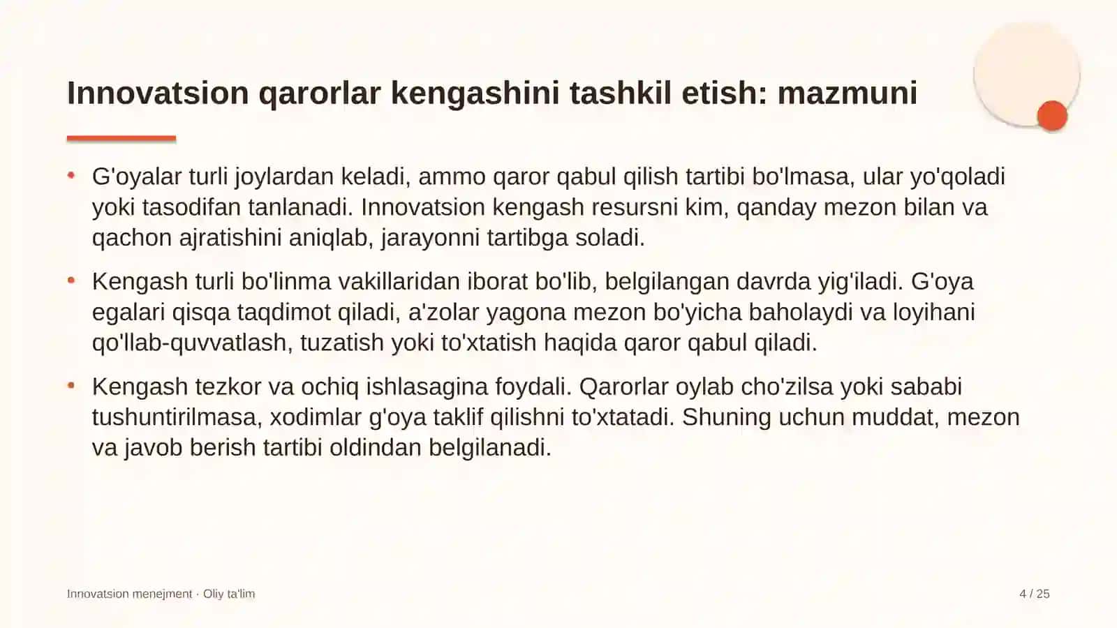 Xorijiy universitetlar filiallarida innovatsion qarorlar kengashini tashkil etish 4