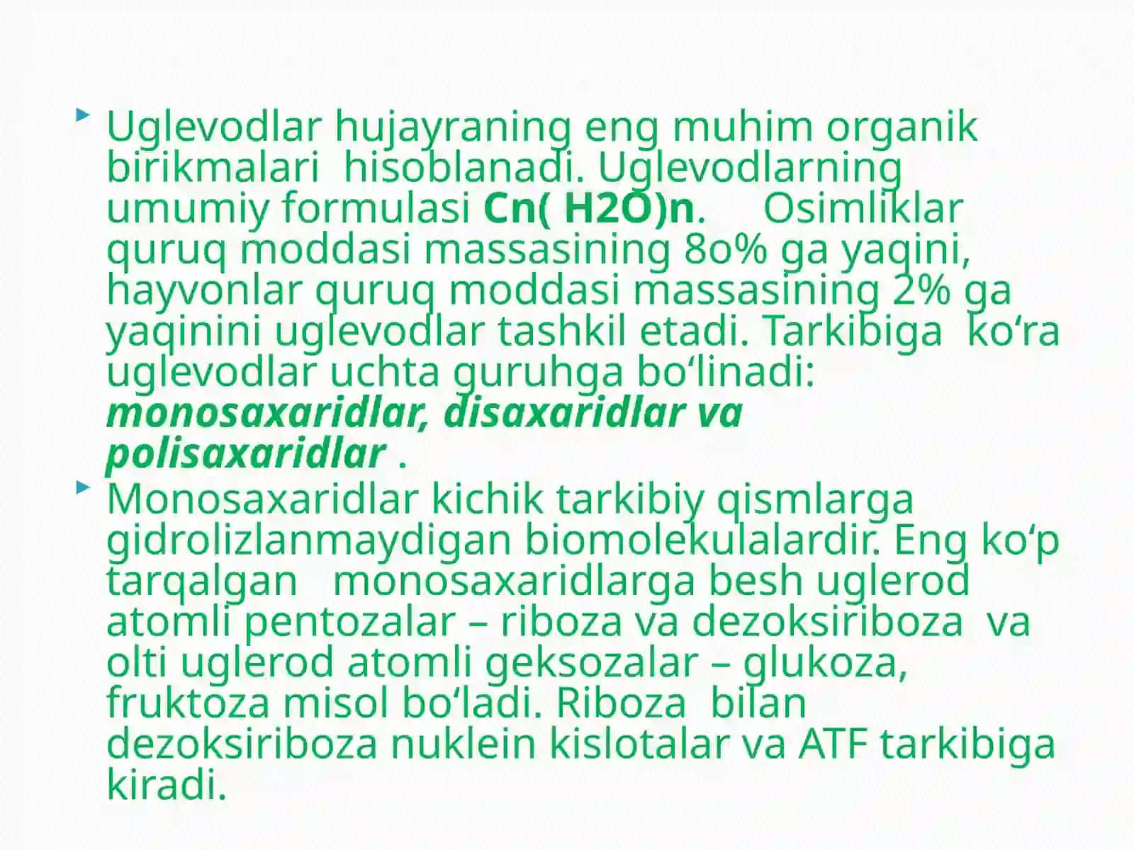 "Uglevodlar" mavzusida 9-sinf biologiya fanidan dars ishlanma. 4