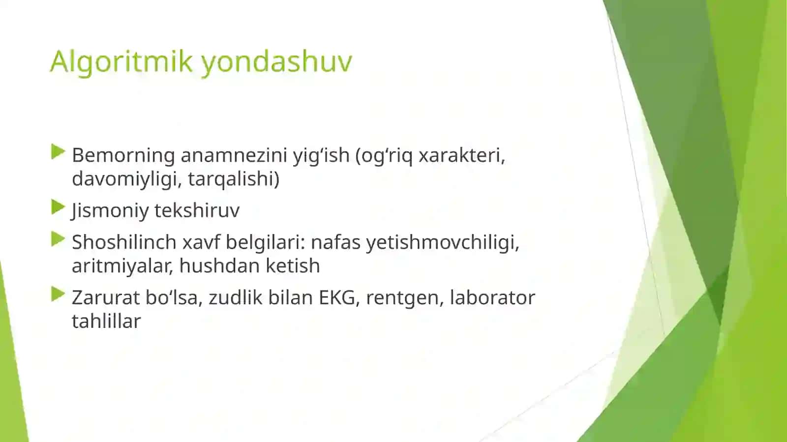Pulmonologiya: Ko`krak qafasidagi og`riq 4
