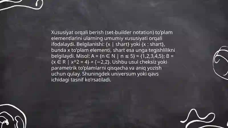 Toʼplamlarning berilish usullari 4