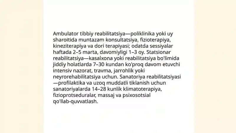 Reabilitatsiyadan Tibbiy reabilitatsiya turlari mavzusida 4
