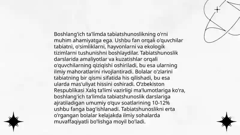 Boshlang'ich talim tabiy fanlar fanidan oq'tishning didaktik tamoyillarini o'rganish va tahlil qilish 4