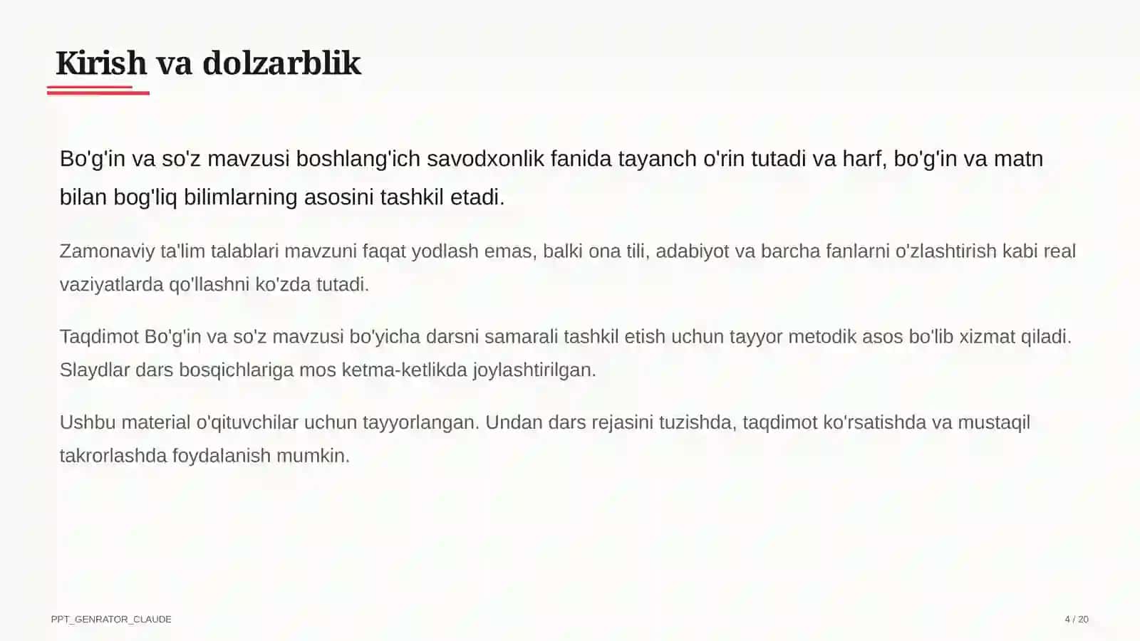 Bo'g'in va so'z (1-sinf) 4