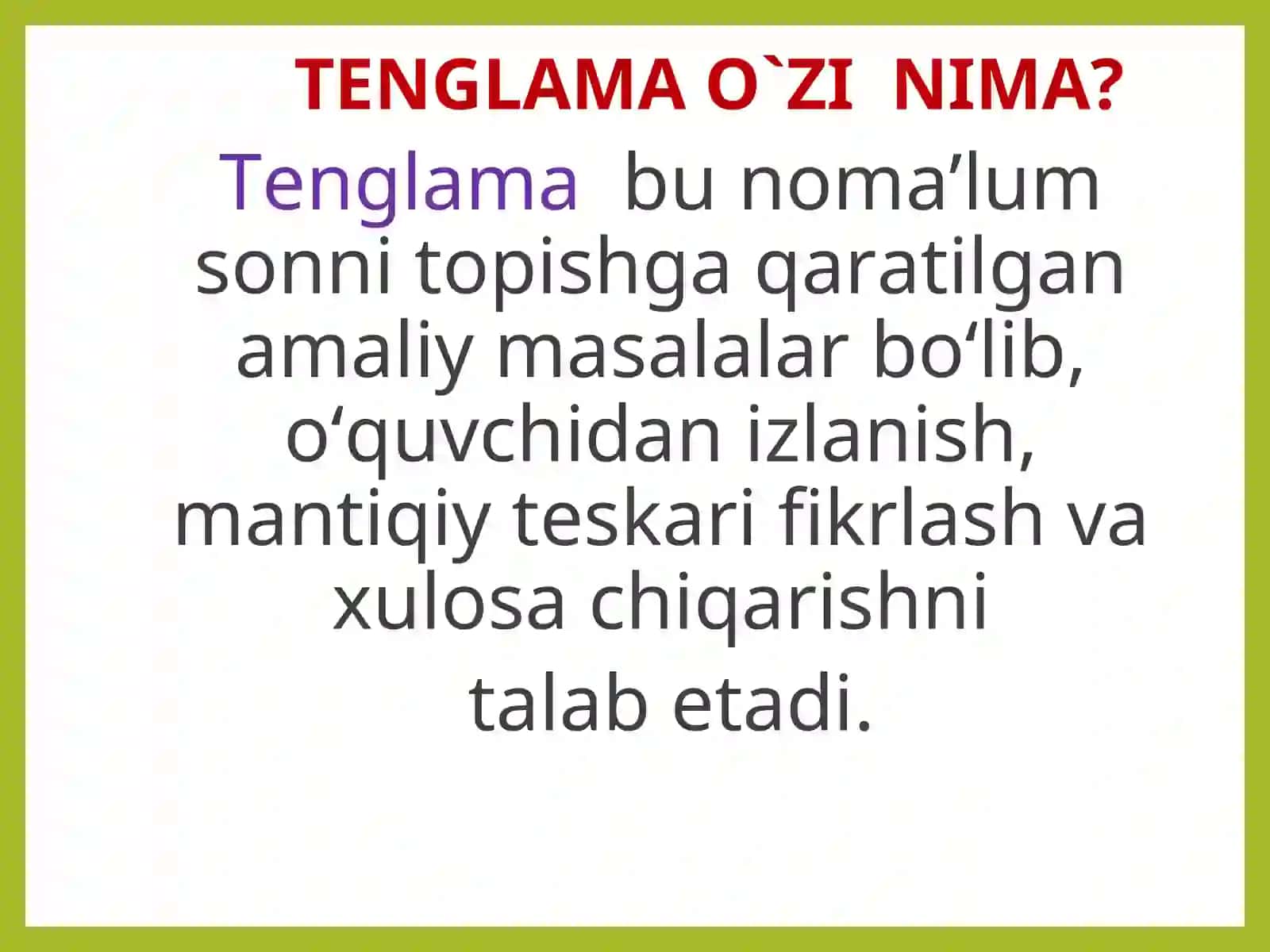 Boshlangʻich sinflarda tenglamalarni oʻrgatish bosqichlari va ularning o‘quvchilarning mantiqiy fikrlashiga ta’siri 4