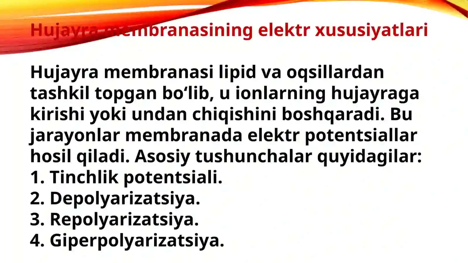 Qo'zg'aluvchan to'qimalarda biyoelektrik hodisalar 4