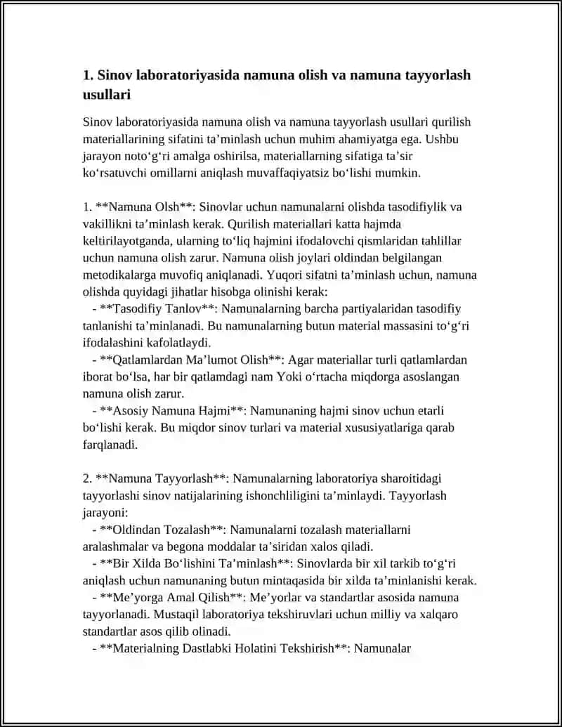 SINOV LABORATORIYALARIDA QURILISH MATERIALLARINING SIFATIGA TASIR ETUVCHI OMILLARNI ANIQLASH USULLARI 4