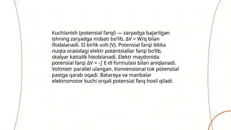 Elektr toki haqida tushuncha, kuchlanish va tokning yo'nalishi 4