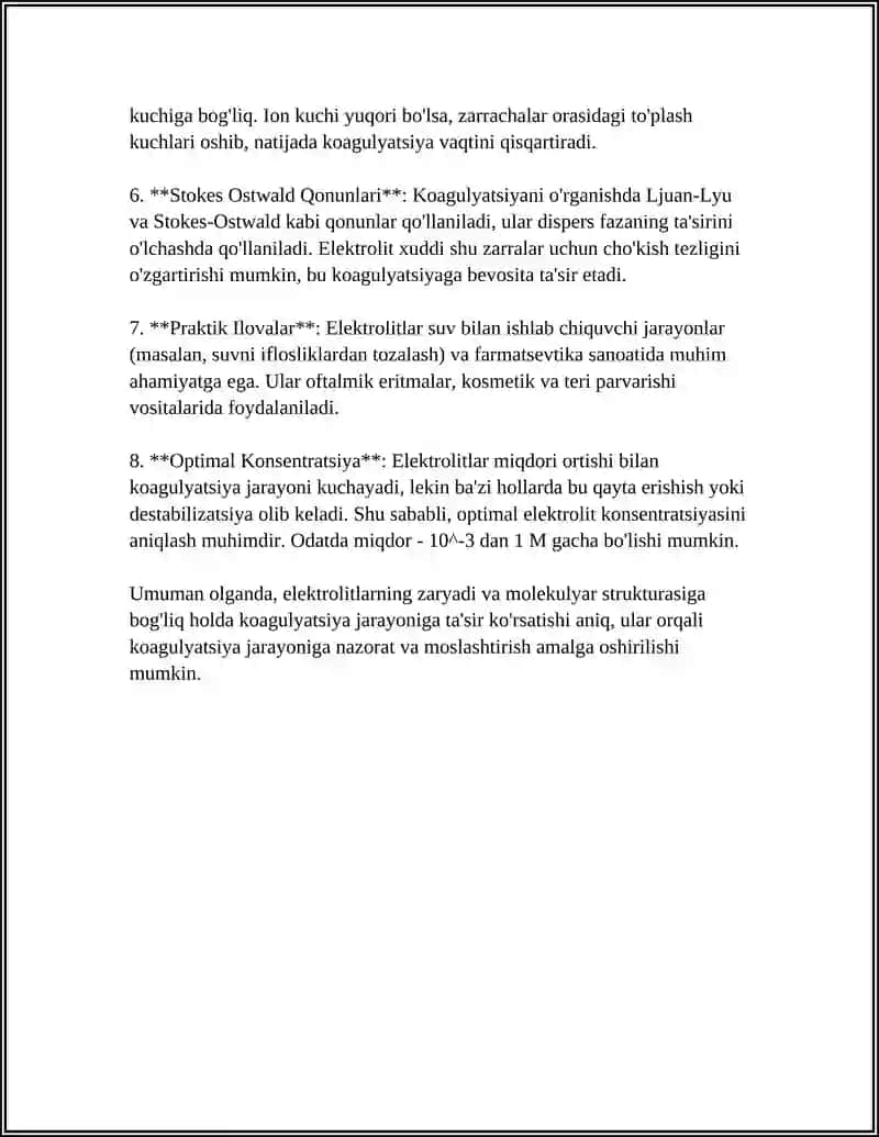 ELEKTROLITLAR ARALASHMASI TASIRIDAGI KOAGULYATSIYA 4