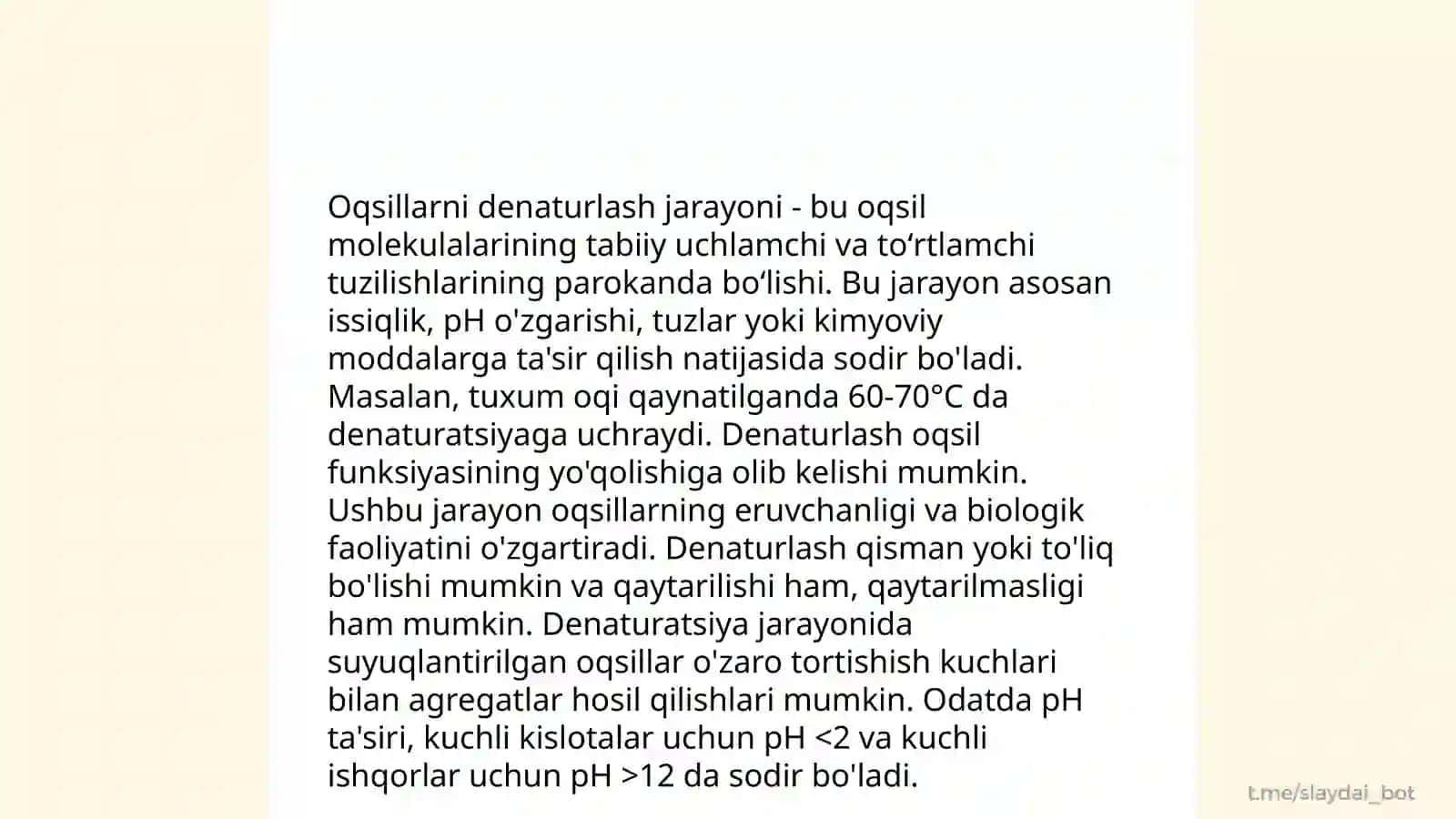 Oziq -ovqat ishlab chiqarish saqlash paytida oqsillarning konversiyasi 4