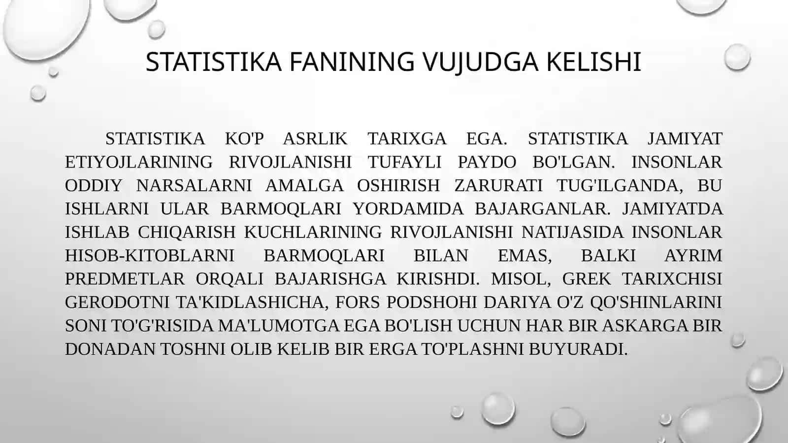 Statistikaning paydo bo'lishi va rivojlanishi 4