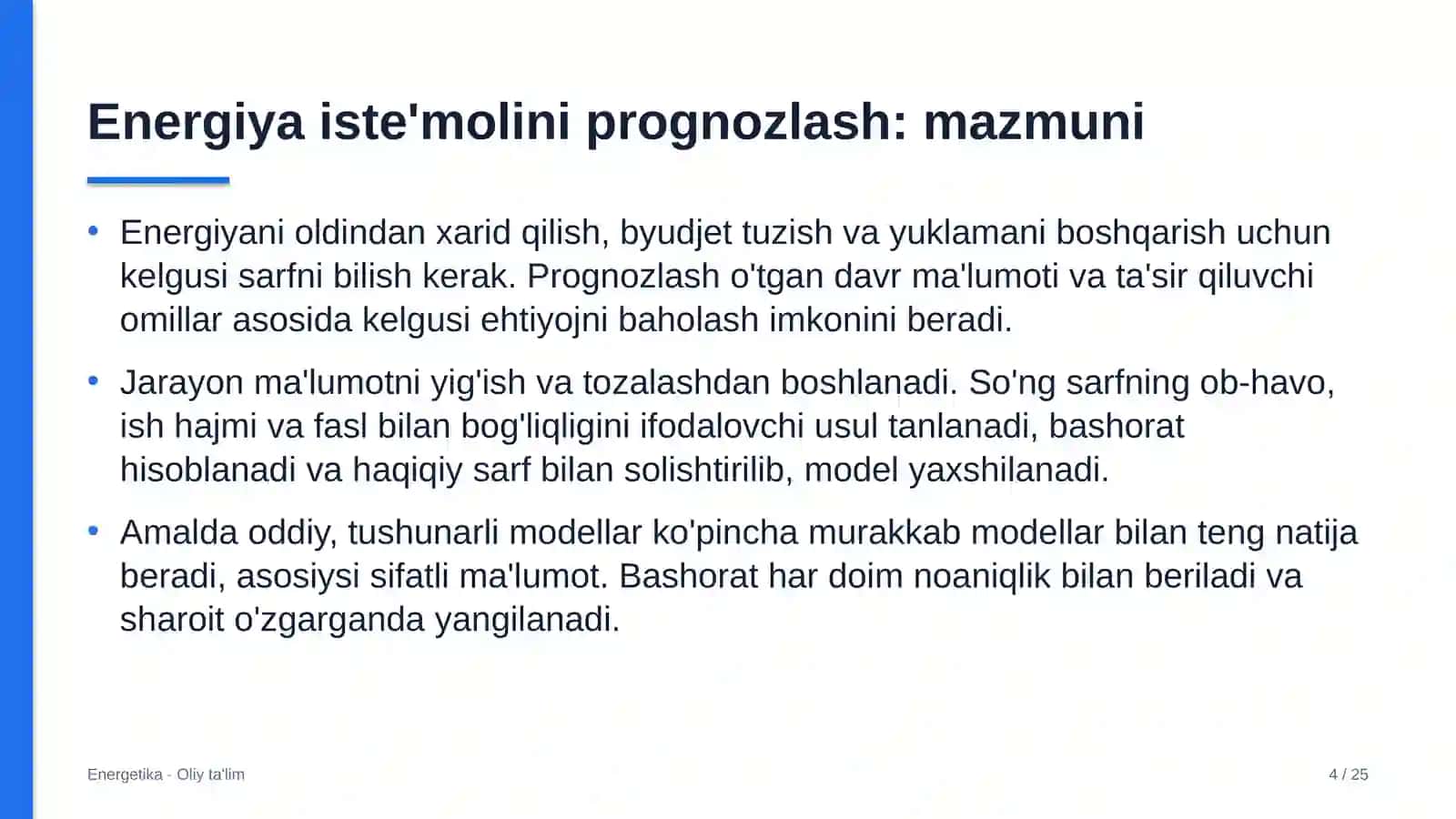 Energia iste'molini prognozlash: mohiyati 4