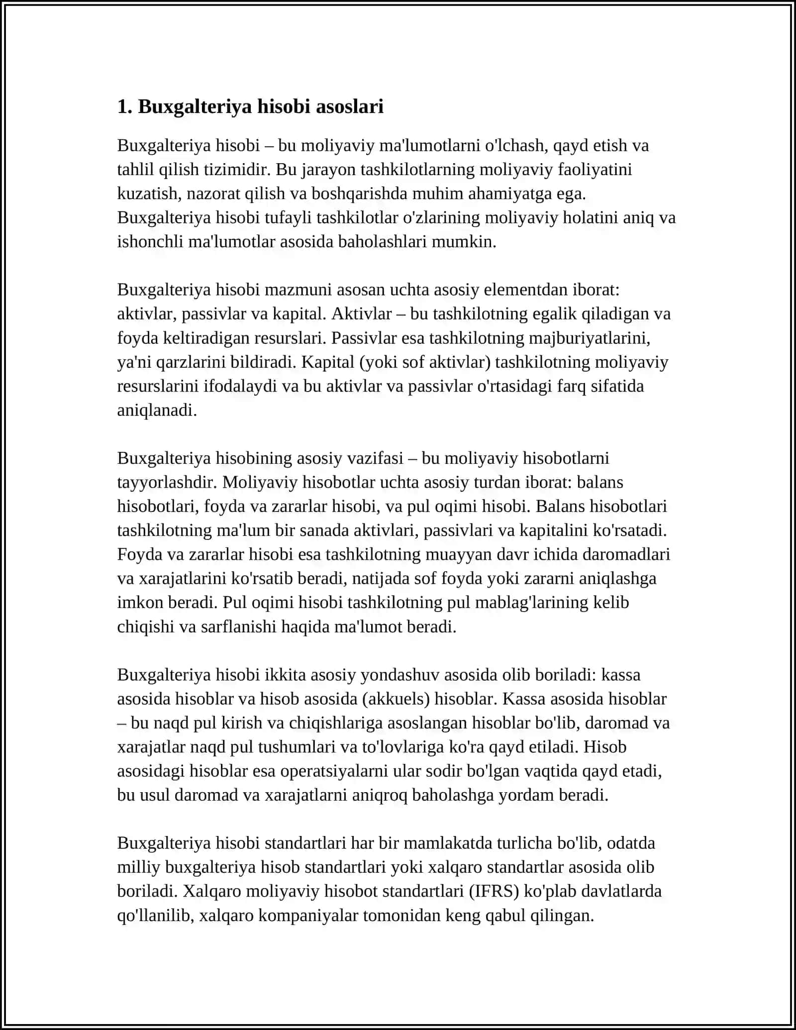 QURILISTA BUXGALTERIYA ESABI, AUDIT HÀM SALIQQA TARTIW 4