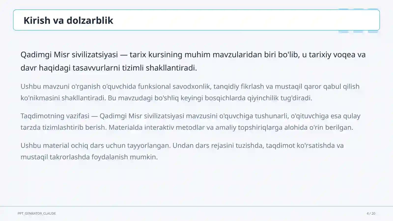 Qadimgi Misr sivilizatsiyasi (6-sinf) 4