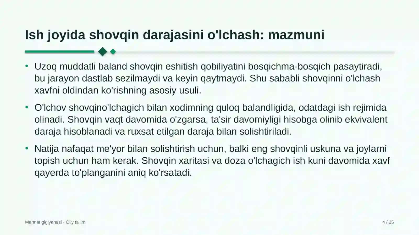 Elektron hukumat tizimida ish joyida shovqin darajasini o'lchash 4