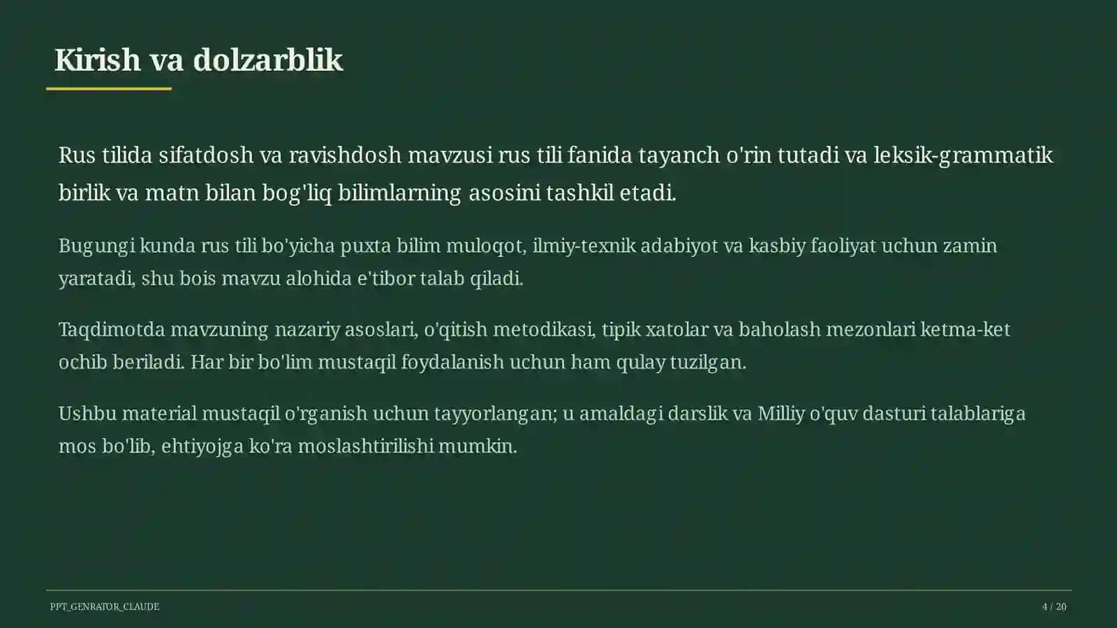 Rus tilida sifatdosh va ravishdosh (7-sinf) 4