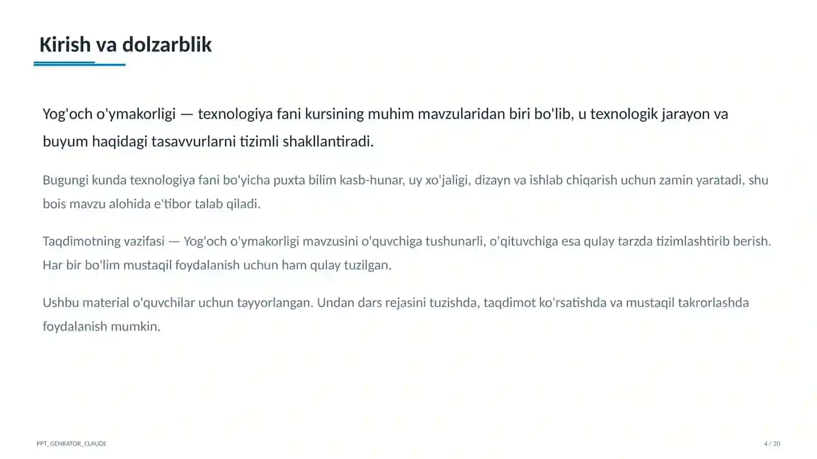 Yog'och o'ymakorligi (7-sinf) 4