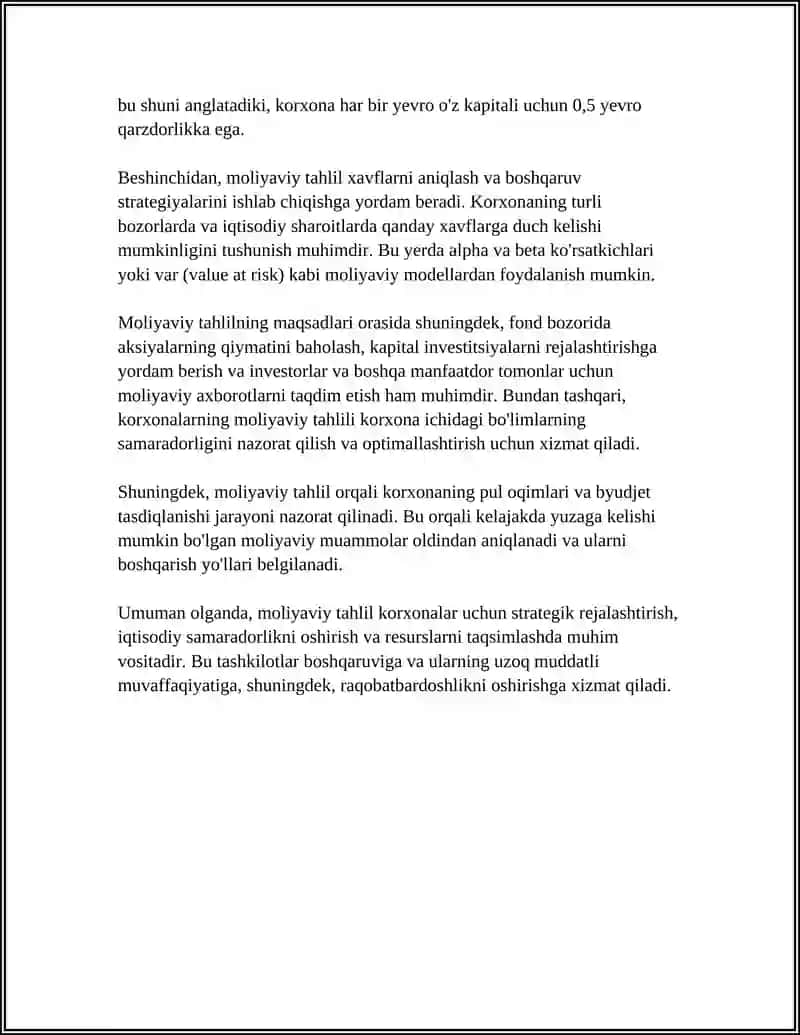 Moliyaviy tahlilning turlari va ularni o'tkazish uslublari 4
