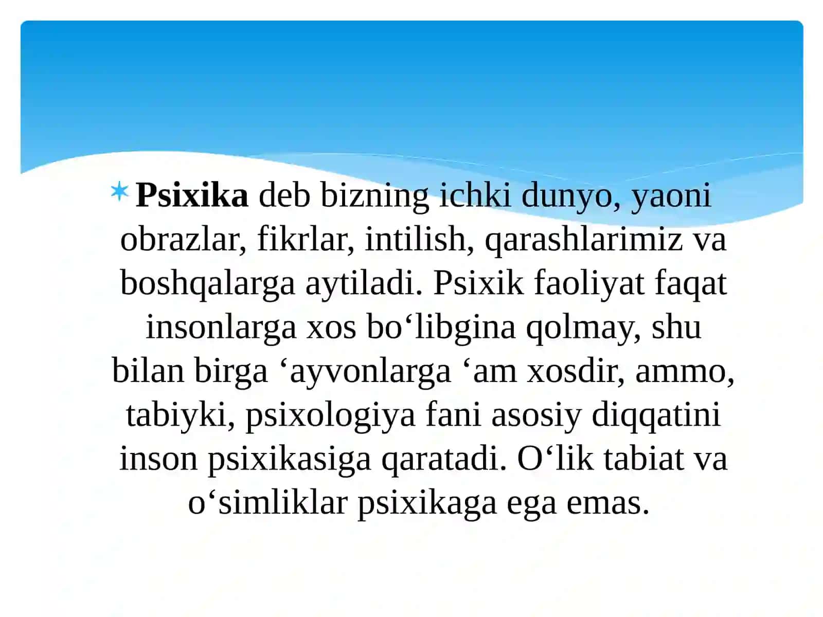 Psixologiya fanining predmeti haqidagi tasavvurlar taraqqiyotining asosiy bosqichlari 4