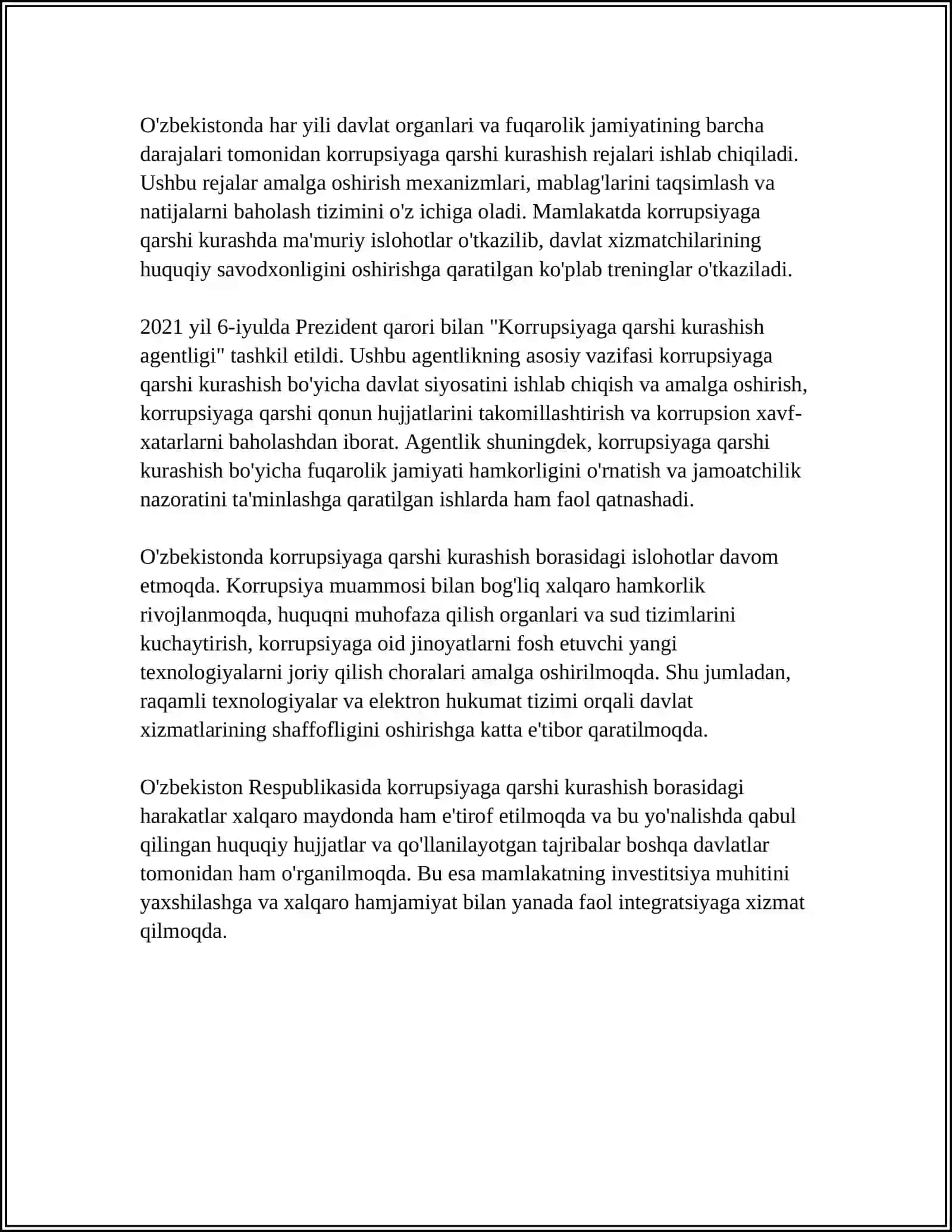 O'ZBEKISTONDA KORIPSIYAGA QARSHI KURASHISH 4