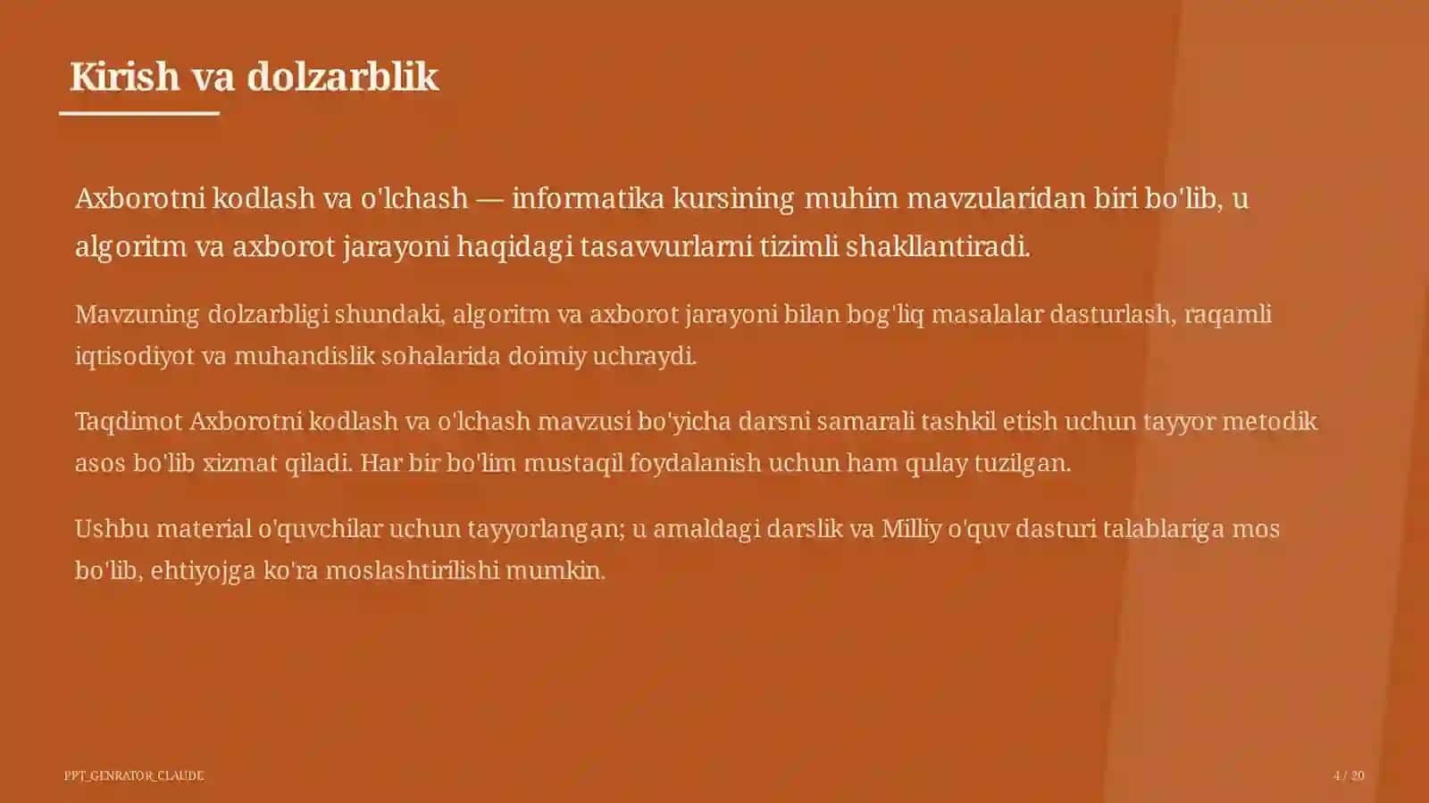 Axborotni kodlash va o'lchash (7-sinf) 4