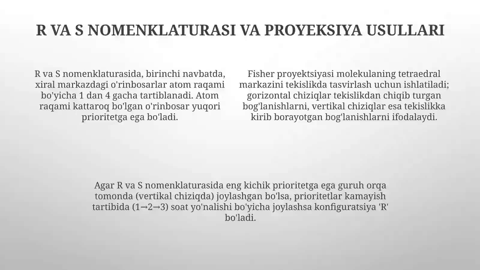 Organik stereo kimyo asoslari va aromatik birikmalarning barqarorlik nazariyalari 4
