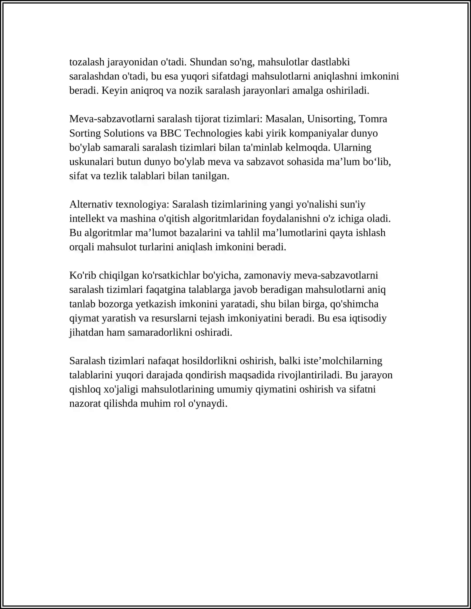 MEVA-SABZOVOT MAHSULOTLARINI DASTLABKI QAYTA ISHLASH TEXNOLOGIK TIZIMLARI 4