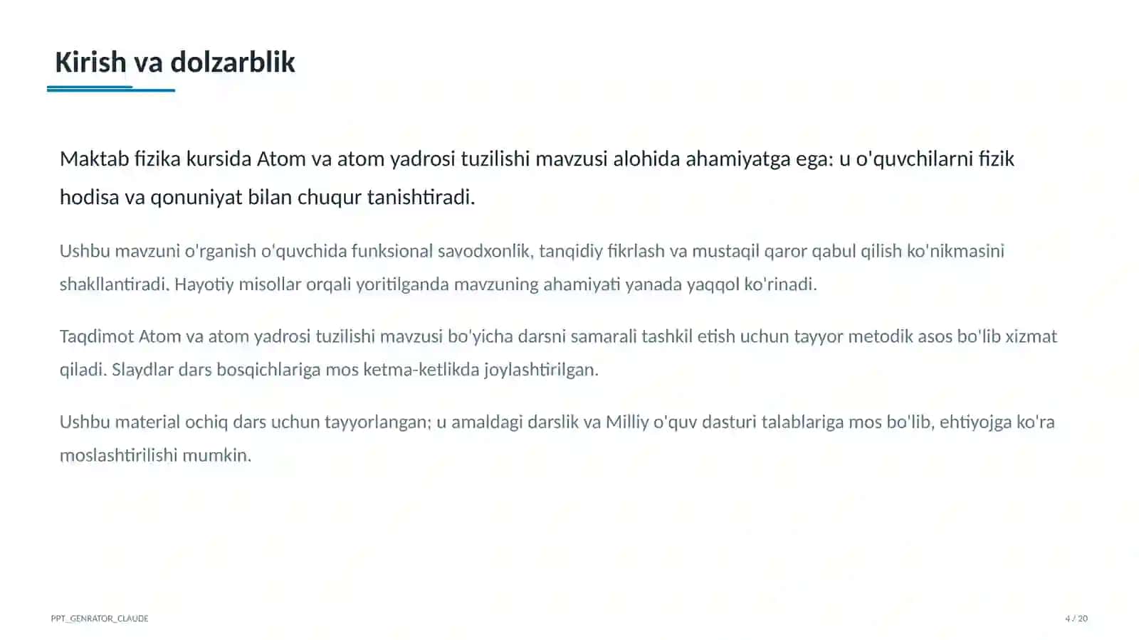 Atom va atom yadrosi tuzilishi (11-sinf) 4