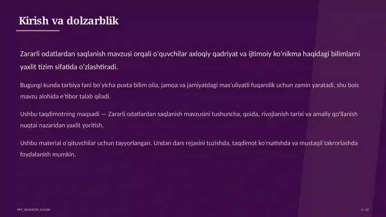Zararli odatlardan saqlanish (7-sinf) 4