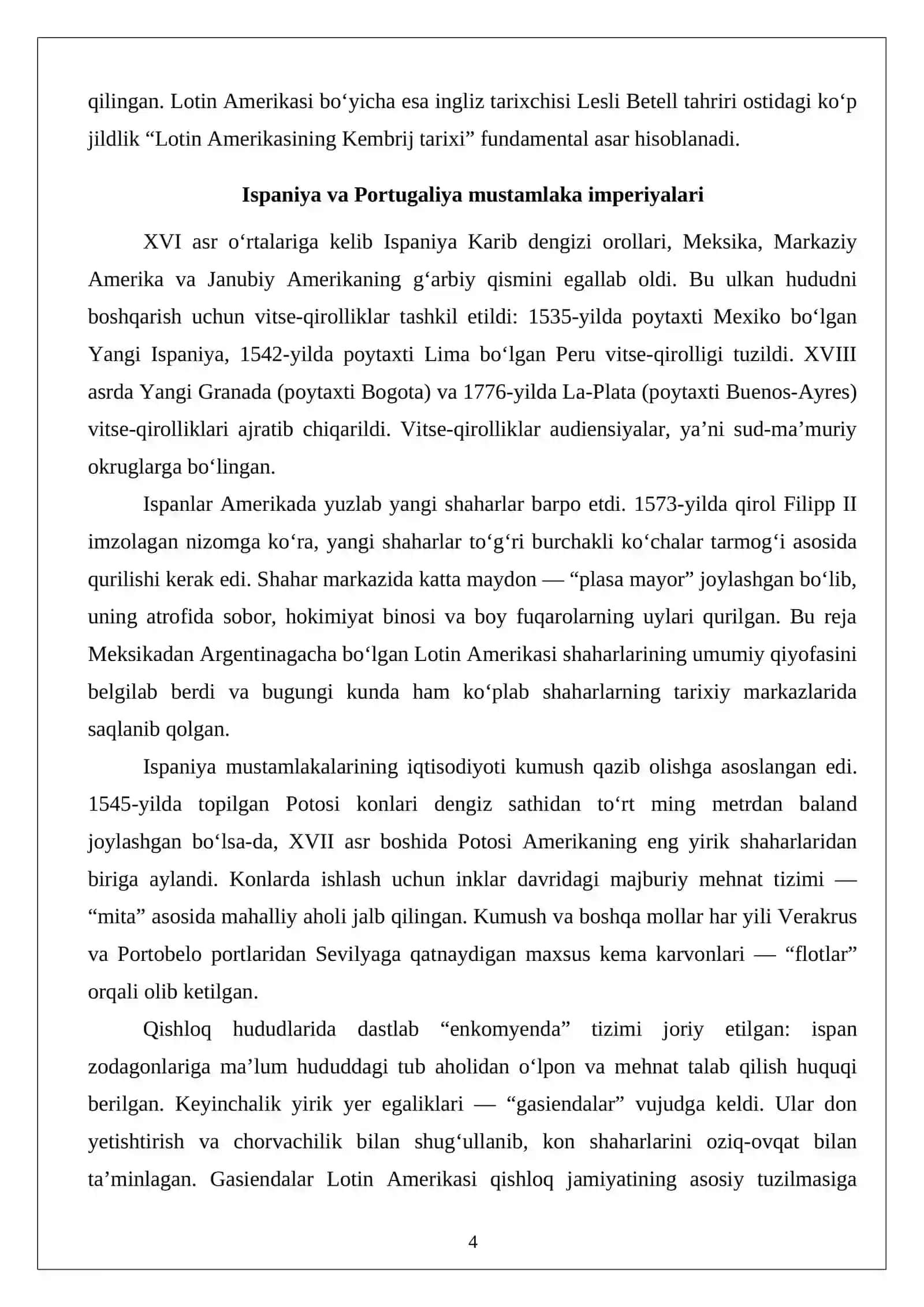 Yangi davrda Shimoliy va Lotin Amerikasi tarixiy geografiyasi 4