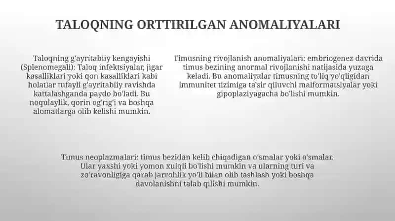 Timusning Tugma Anomaliyalari Va O’Smalari 4
