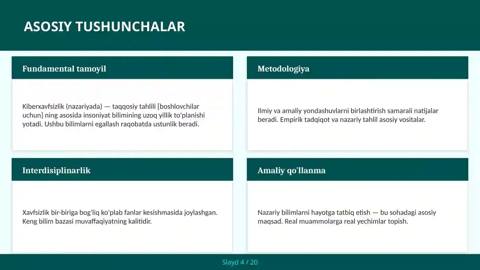 KIBERXAVFSIZLIK (NAZARIYADA) — TAQQOSIY TAHLILI [BOSHLOVCHILAR UCHUN] 4