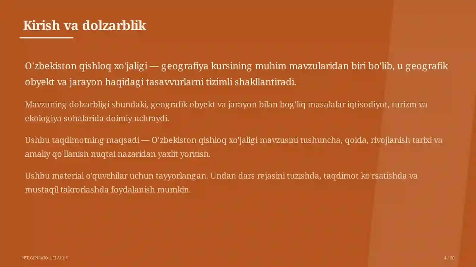 O'zbekiston qishloq xo'jaligi (9-sinf) 4