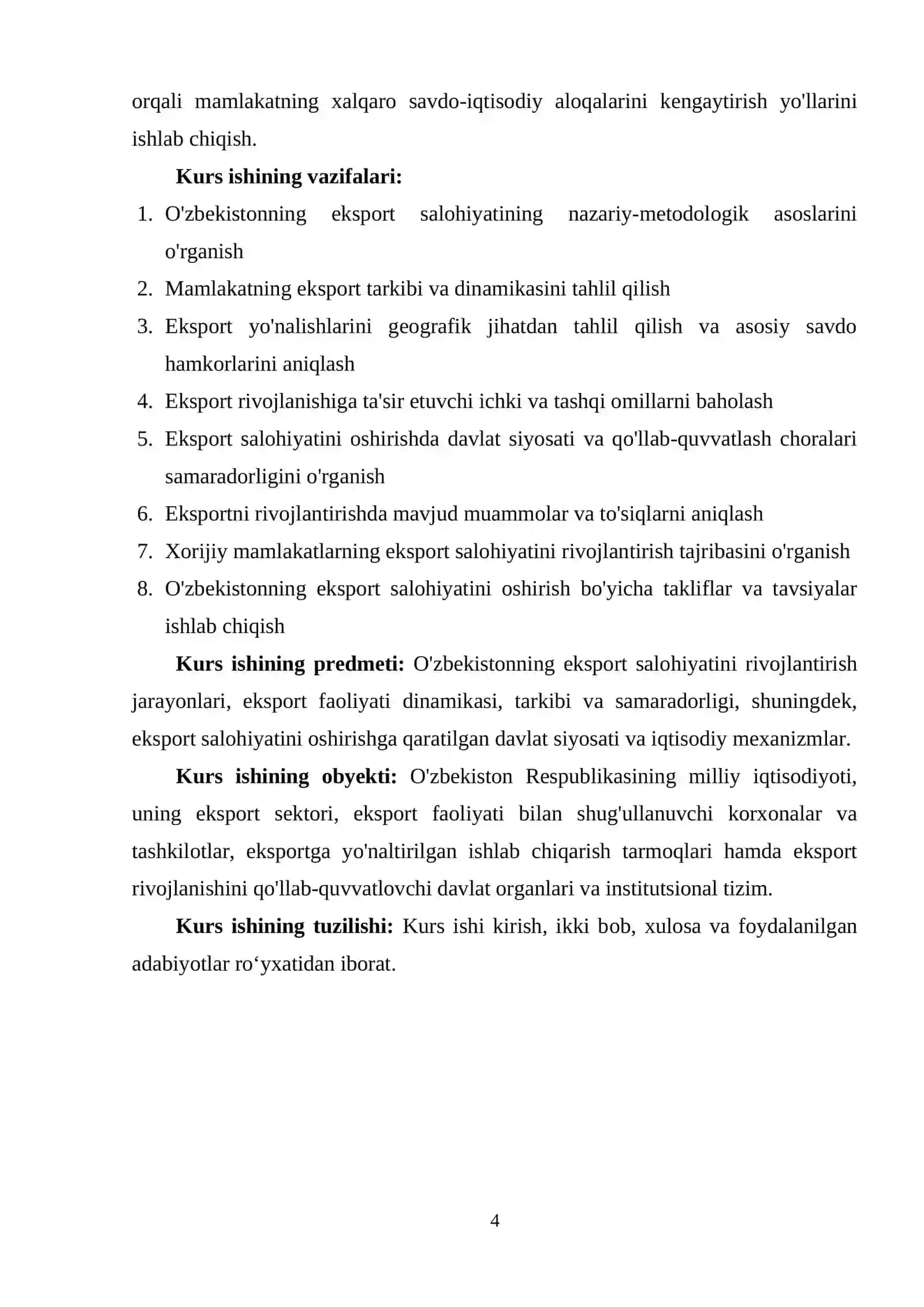 О’ZBЕKISTОNNING ЕKSPОRT SАLОHIYАTI 4