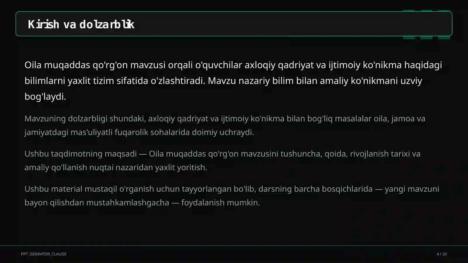 Oila muqaddas qo'rg'on (5-sinf) 4