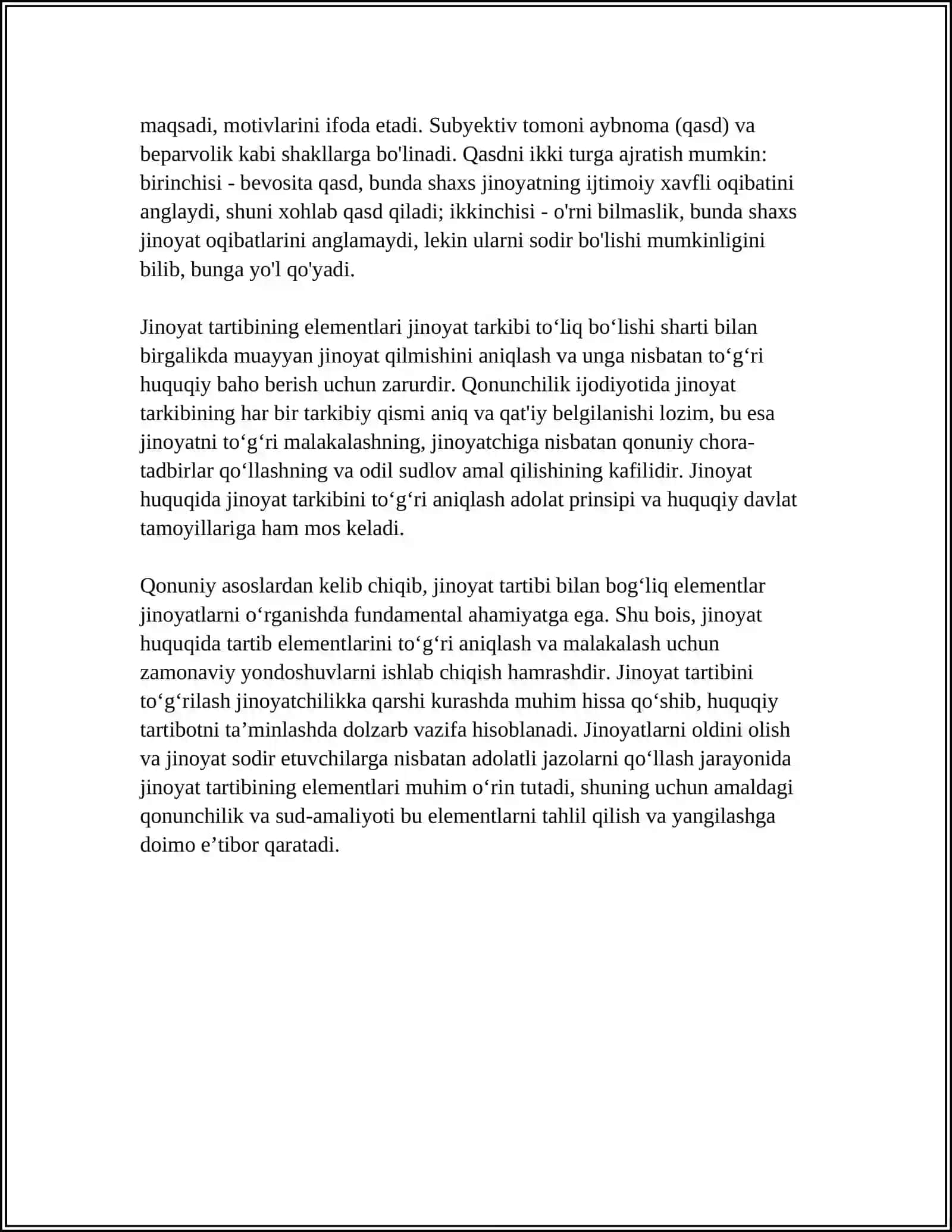 JINOYAT TARTIBI ELEMENTLARI TUSHUNCHASI VA TURLARI 4