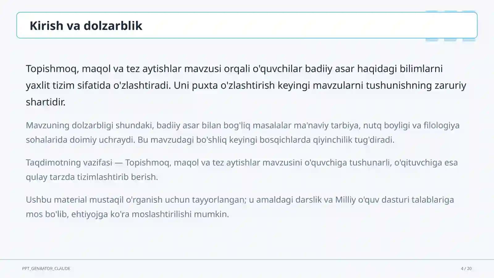 Topishmoq, maqol va tez aytishlar (5-sinf) 4